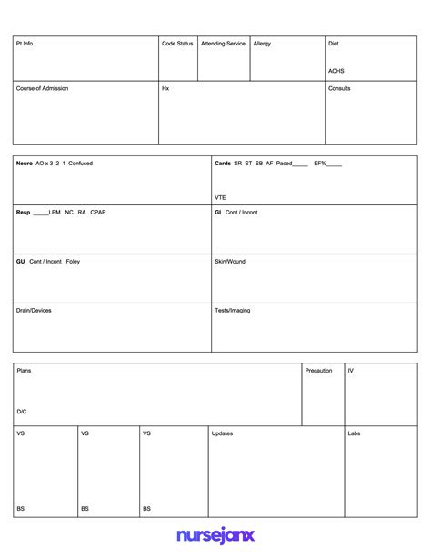 Printable Nursing Brain Sheet